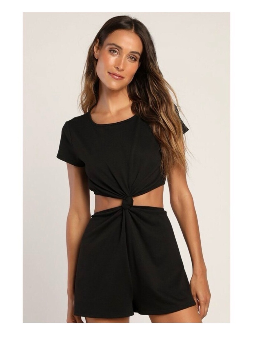 Black Knot-Front Romper large